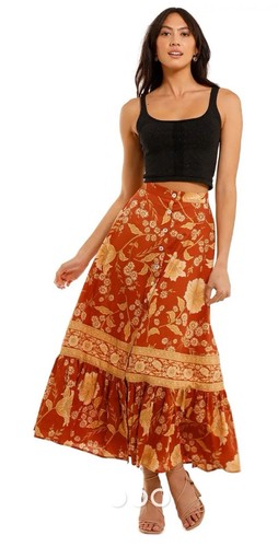 Spell & The Gypsy Size XXL AU 16 US 12 Sloan Maxi Skirt In Ochre Boho Button Up - Bild 3 von 13