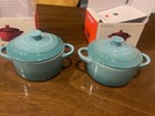 Lot of 2 Le Creuset Petite Round Casserole Mini 8oz Dutch Oven Volcanic NEW