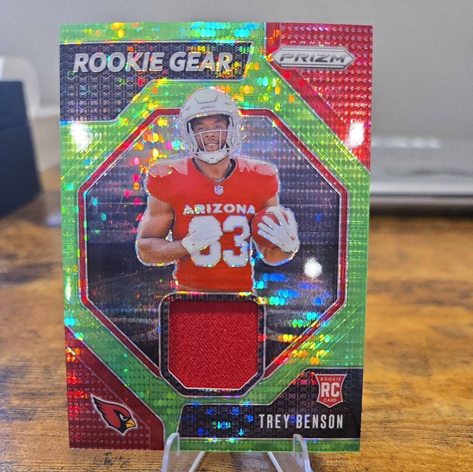 2024 Panini Prizm #RG-TBN Trey Benson Rookie Gear Neon Green Pulsar