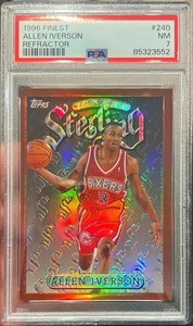 1996-97 Topps Finest Allen Iverson Rookie Refractor Sterling #240 PSA 7 NM RC