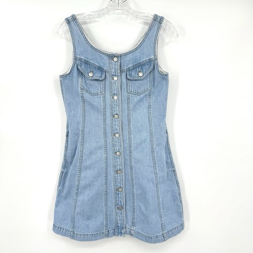 Madewell Women’s Dress Size 4 Light Wash Denim Sleeveless Pockets Mini A-Line - Picture 2 of 8