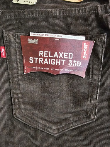 Neu mit Etikett Vintage Levis 559 Cordjeans braun lockere Passform gerades Bein Y2K 36 x 32 - Bild 6 von 17