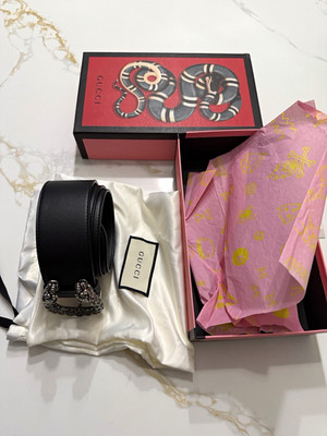 Gucci Women s Black Wide Fashion Belt Size 85 Adjustable Ornate Metal Buckle