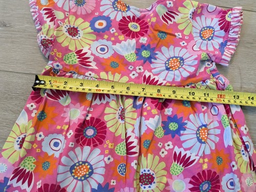 Hanna Andersson Retro Floral Cotton Dress Orange Girls 100 cm Size 4 - Picture 5 of 6