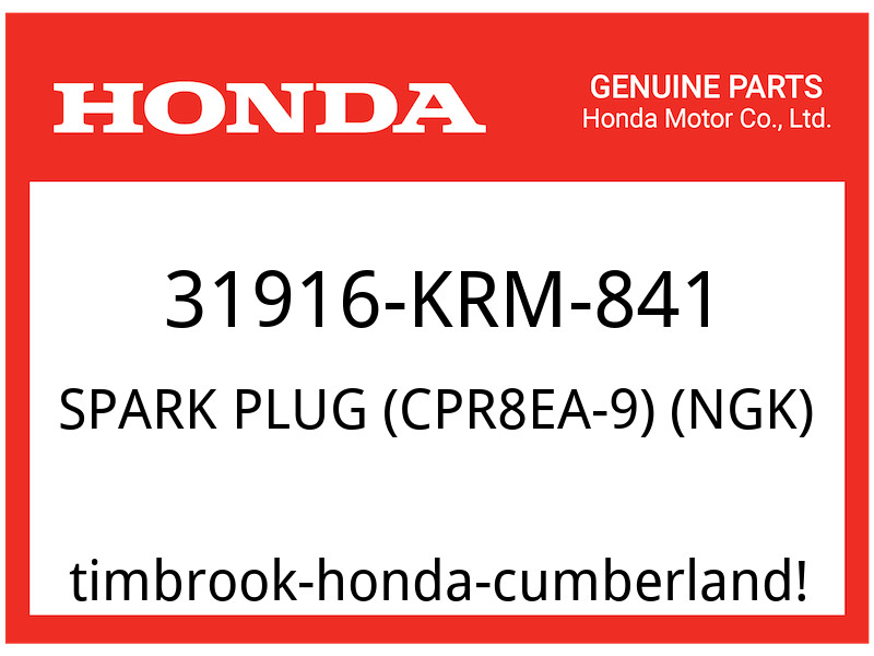 Honda OEM Part 31916-KRM-841 SPARK PLUG CPR8EA-9 NGK