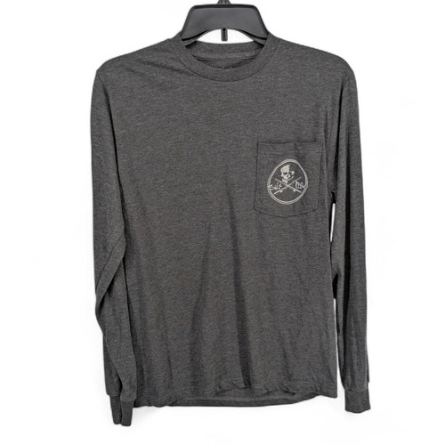 Salt Life Men's Skull & Poles Long-Sleeve Crewneck T-Shirt Fishing Gray Small - Picture 2 of 3