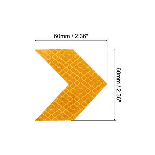 Reflective Stickers, 10 Pack 2.36 x 2.36 Inch Warning Arrow Reflector, Yellow - Picture 2 of 5