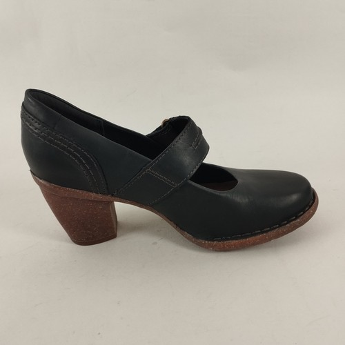 Clarks Mary Jane Shoes Womens 3.5 Black Leather Heeled Court Comfort Classic - Picture 11 of 15
