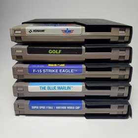 Nintendo NES Game Lot Topgun Golf F-15 Blue Marlin Super V Ball World Cup