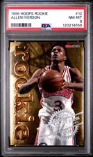 1996 HOOPS ROOKIE #12 ALLEN IVERSON ROOKIE RC PSA 8