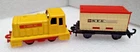 Vintage Matchbox Superfast #24 Yellow Diesel Shunter, Black Flat Car & Container