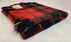 Retro Onkaparinga Warm Glo Red Check Fringed Wool Throw Rug Blanket Square 125cm