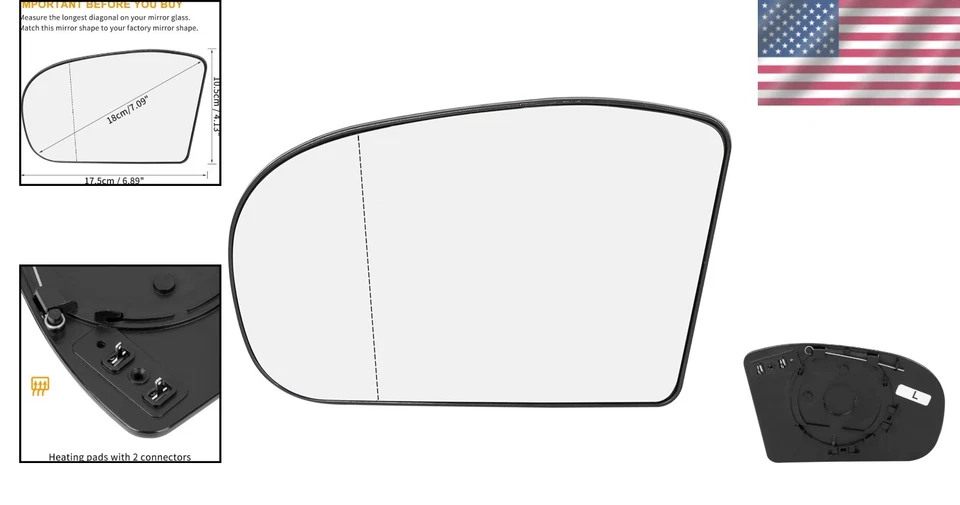 Clear Heated Driver Side Mirror Glass for Mercedes-Benz C230/C240 Foto 2 de 4