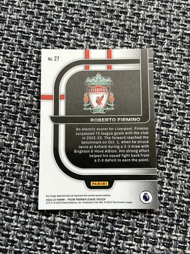 2022-23 Panini Prizm EPL Scorers Club Silver Prizm #27 Roberto Firmino Liverpool - Picture 2 of 2