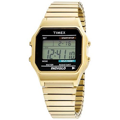 時計 TIMEX INDIGLO GOLD (TW2P76900ZN) Vintage Gold-tone Timex Indiglo Date Watch with Gold-tone