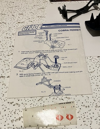GI Joe Cobra Ferret ATV INCOMPLETE *UNUSED CONTENTS* W/ BOX 1985 Hasbro ARAH - Picture 8 of 24