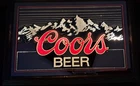 Vintage 1984 Coors Beer Lighted Mirror Sign In Oak Frame 17" x 25" 21V + Dimmer