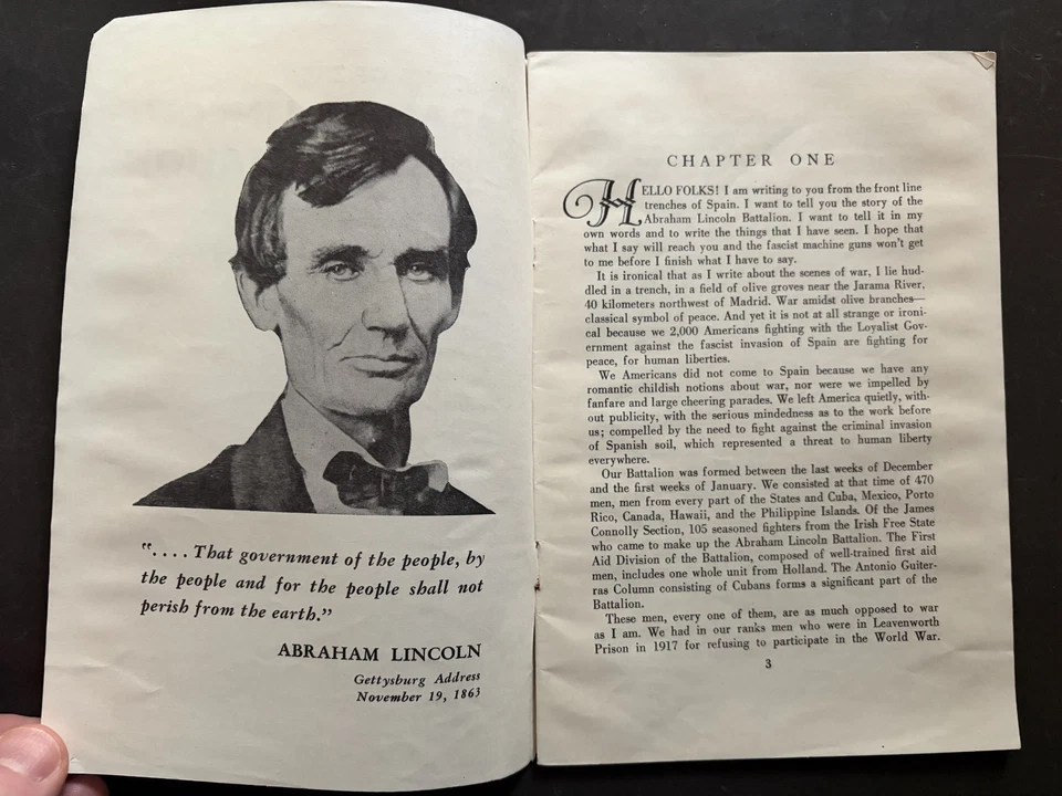 RARE !! The Story of the Abraham Lincoln Battalion ca. 1936-37 1st Ed. SC Illus Foto 2 de 4