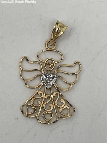 Gold mit Diamant Anhänger Damen (gestempelt 14K - geprüft 13,86KT) Gewicht 0,7g