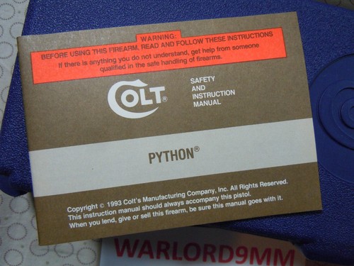 COLT PYTHON MOLDED FACTORY HARD CASE + 1993  PYTHON MANUAL - 8 INCH. - Picture 2 of 16