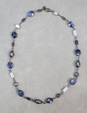 SILPADA Sterling Silver 925 SODALITE Blue Lace CHALCEDONY Pearl NECKLACE 16"L