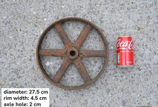 old vintage cast iron shepherd / chicken hut antique old trolley wheel 27.5 cm