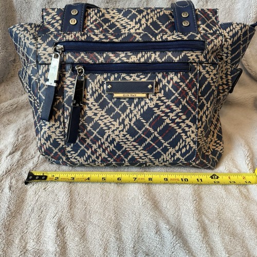 Ellen Tracy Blue And Cream Large Shoulder Bag - Picture 7 of 12