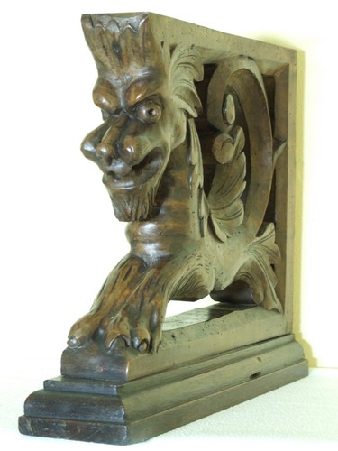 KM 475 Antikes dekoratives Holzelement Eiche Fabelwesen aus Frankreich um 1890 - Bild 5 von 6