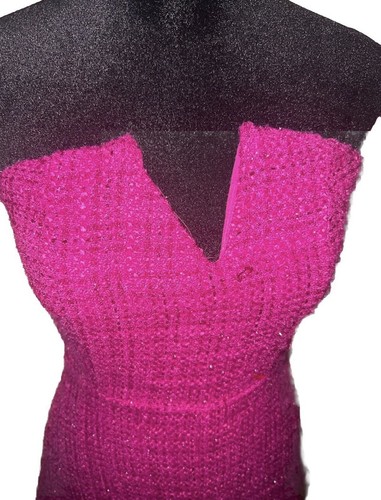 Hot Pink Strapless Sparkly Romper Jumpsuit Size Small Glitter Tube Top - Picture 3 of 5