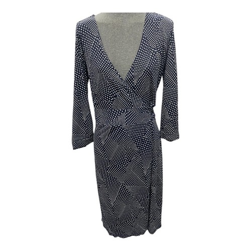 Hugo Boss Dress Wrap Ladies Polka Dot Navy and White Mid Length Lined UK SIZE M - Picture 2 of 10