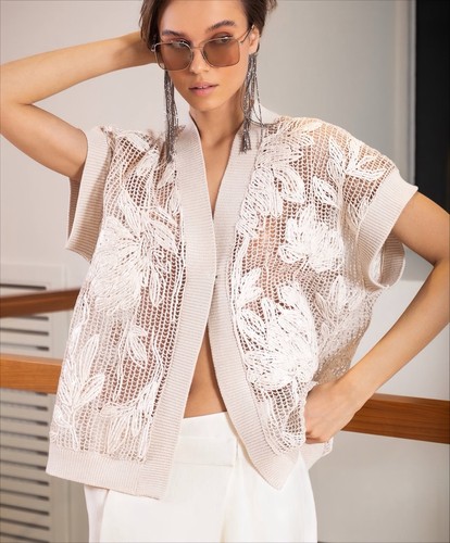 Brunello Cucinelli Magnolia Strickjacke Oberteil Handarbeit geblümt Damen Gr. M - Bild 1 von 10