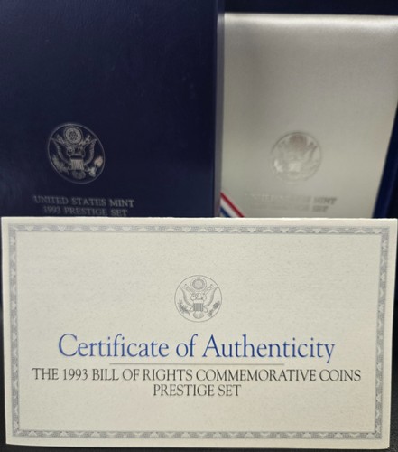 1993 Bill of Rights Commemorative Coins Prestige Set Box & COA - Picture 2 of 5