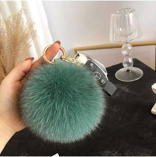 Llavero bolso colgante de piel de zorro real 2025 para mujer bola mullida coche llavero pompones K8 - Imagen 16 de 43