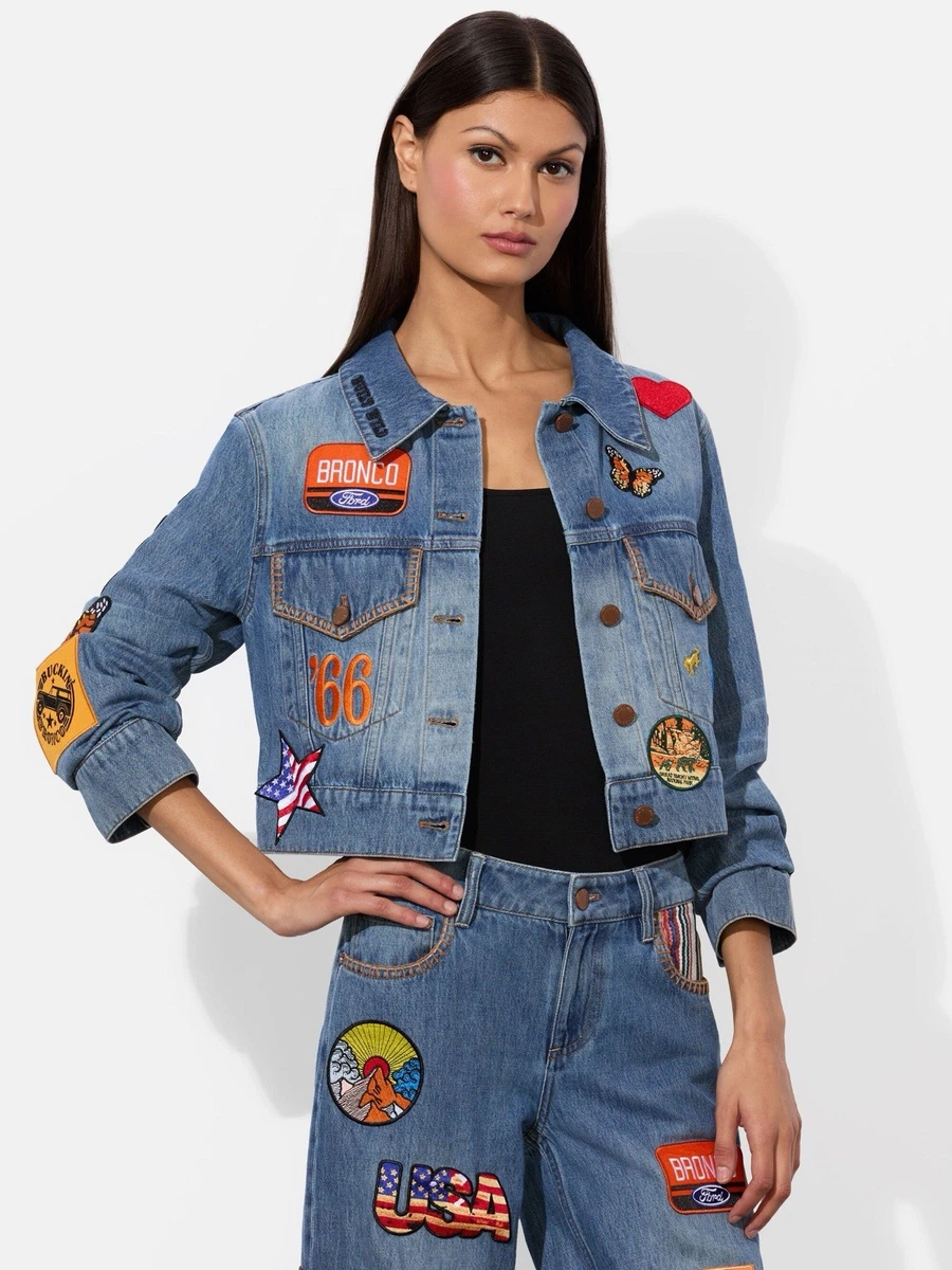 アリスアンドオリビア　デニムジャケット　ハート　カット　ラインストーン　XL Alice + Olivia Denim Coats, Jackets & Vests for Women for sale | eBay