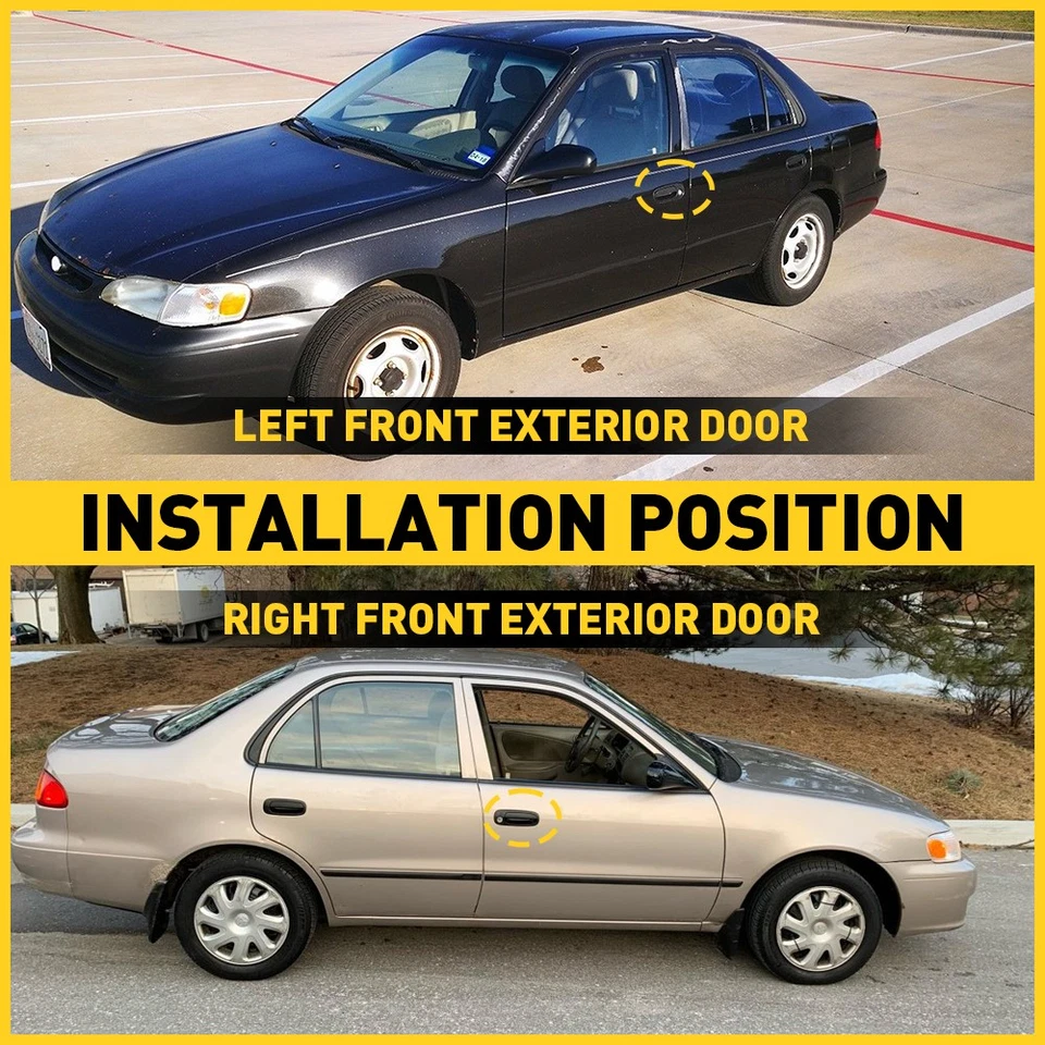 Juego de manijas de puerta interiores delanteras izquierda+derecha para Toyota Corolla Prizm 1998-2002 negro Foto 2 de 4