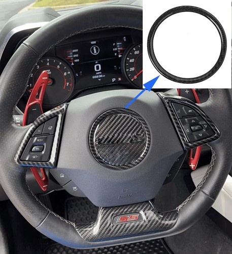 2016-2024 Para Volante Camaro Fibra de Carbono Cubierta Superposición Botón Bocina - Imagen 6 de 9