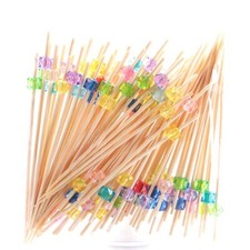 Bamboo Cocktail Toothpicks Colour Square Drink Picks Skewer 100Pcs