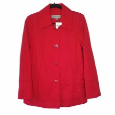 Anne Klein Women's Pea Coat Red Size Small S Trench Rain Jacket $149