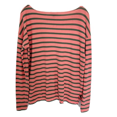 J Crew Sweater Womens Small Pink Green Striped Cotton Long Sleeve Pullover - Picture 2 of 4