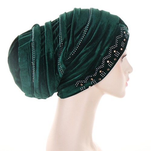 Women Velvet Hijab Chemo Cap Muslim Turban Cancer Hat Wrap Headscarf Baggy Cover - Picture 19 of 60