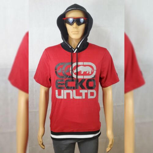ECKO UNLTD TSHIRT WITH HOOD AND POCKETS MEN REGULAR FIT SHORT SLEEVE SIZE S RED - Picture 8 of 11
