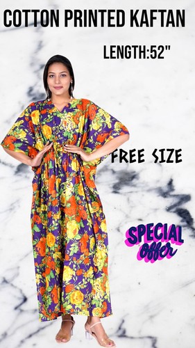 Indian All Pattern Print Kaftan Sleepwear Beach Dress Night Gown Cover Up Caftan - Picture 116 of 209