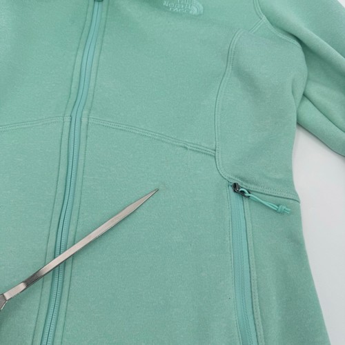 North Face Pullover Damen Large grün weiß durchgehender Reißverschluss Frottee Outdoor Stehkragen - Bild 2 von 13