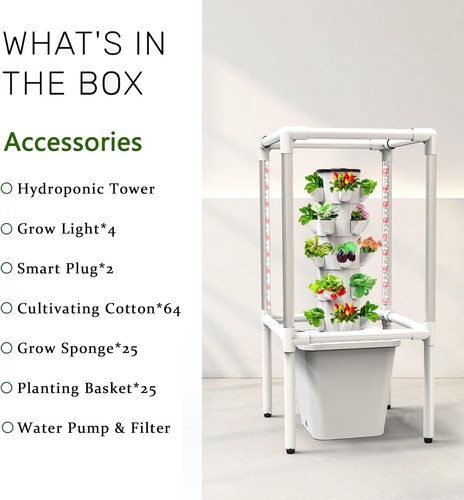 Sjzx Hydroponic Growing System with Grow Lights No Seedlings Included |25-Pla... - Foto 7 di 10