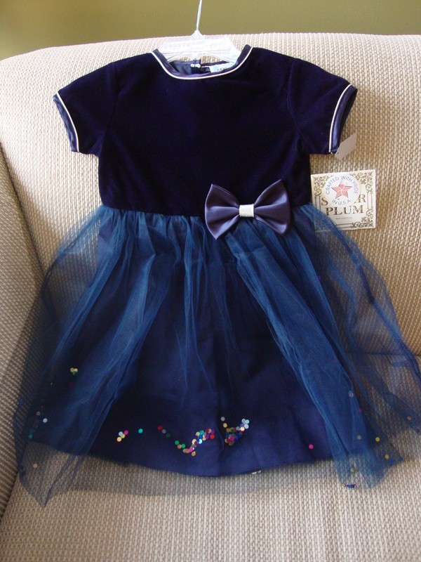Girls Navy Dress NWT Size 5 (OOAK) sequins inside toulle/Wedding/Formal     