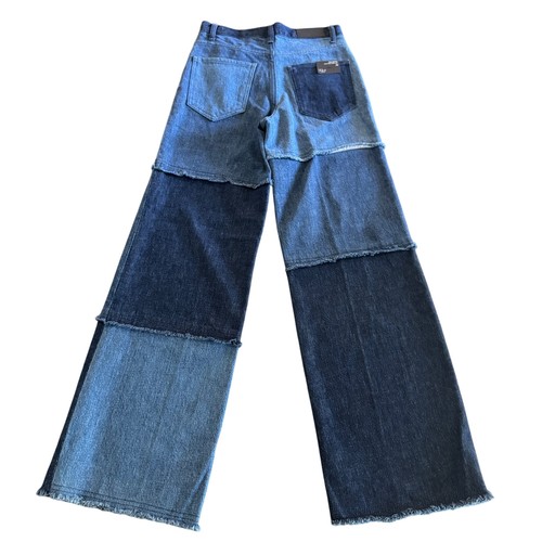 Jeans donna Rails The Getty High Rise gambe larghe blu patchwork, taglia 24 nuovo con etichette - Foto 2 di 12