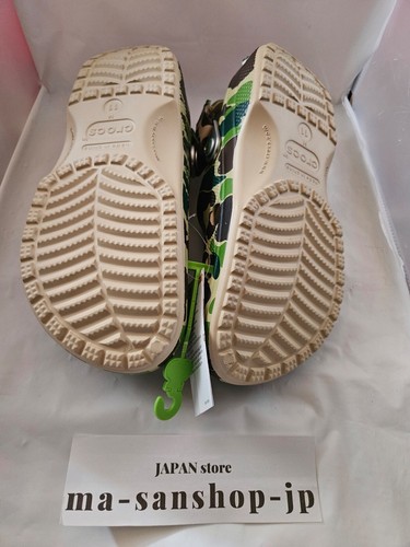 A BATHING APE Crocs Clog Abc Camo Green 540134 Sandals Jibbit Charm Men's Size - Picture 3 of 11