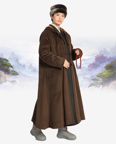 5 Farben Winter buddhistische Meditation Shaolin Mönch Kung Fu Mantel Kleid Umhang - Bild 13 von 13