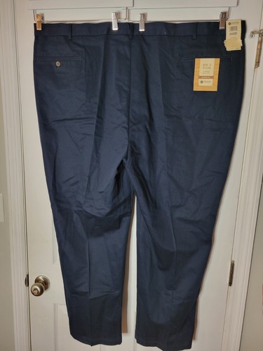 New Men's Big & Tall Navy Haggar Flat Front Comfort Waist Khakis Size 50x32 - Bild 4 von 8