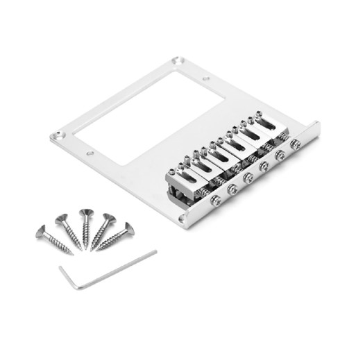 Top-Loading Chrome 6 String Hardtail Guitar Bridge for Tele Telecaster Guitar - Picture 4 of 14